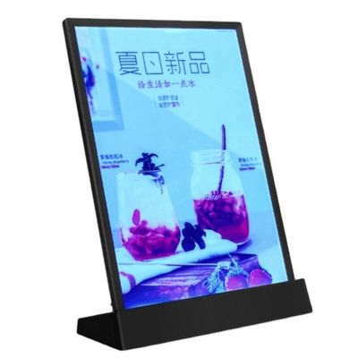 품질  A4 Size LED Menu Stand Countertop Acrylic Holder Display With 7 Colors 공장