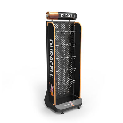 품질  AA Battery Point Of Sales Displays Pegboard Floor Stand With Hanging Hooks 공장